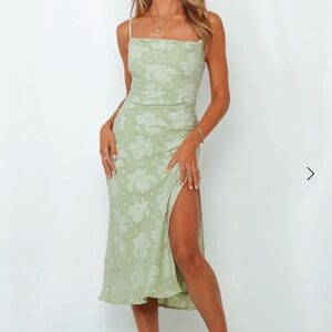 Hello Molly Drinks On Me Pistachio Midi Dress